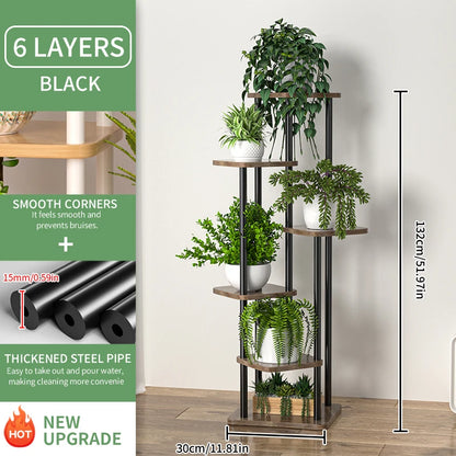 Indoor Wooden Plant Shelf: Multi-Tier Display Rack