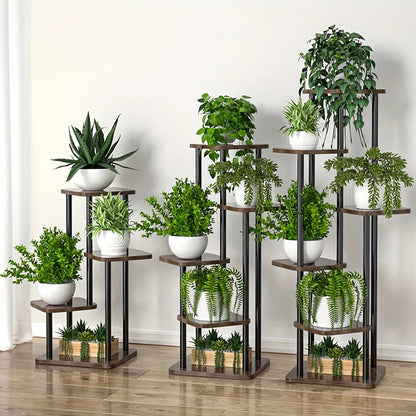 Indoor Wooden Plant Shelf: Multi-Tier Display Rack