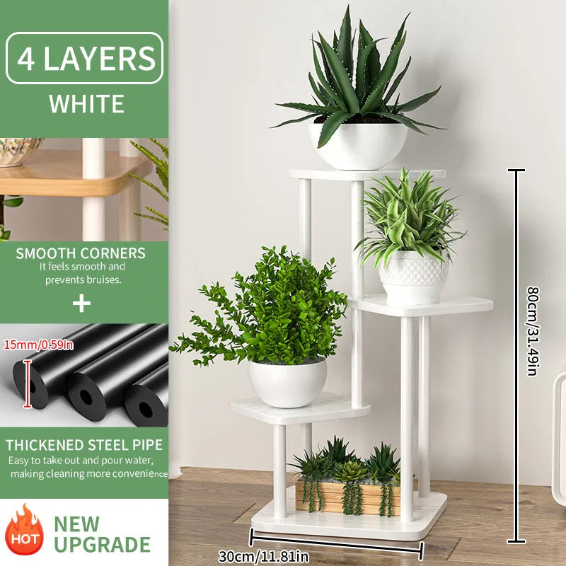 Indoor Wooden Plant Shelf: Multi-Tier Display Rack