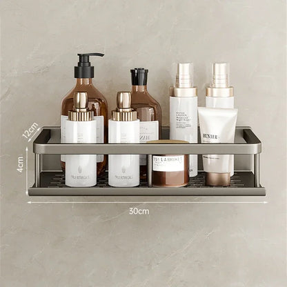 Bathroom Shelf Organizer: Gray Wall-Mounted Shower Rack